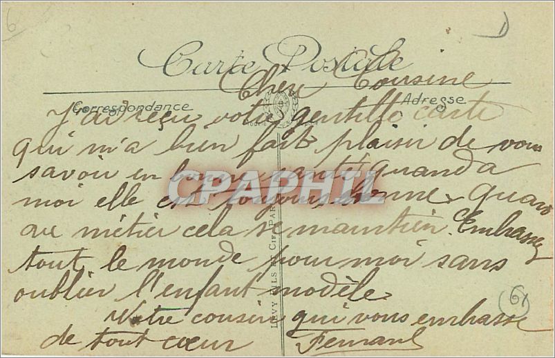 CPA alencon-L'Hotel des Postes et la Place Voiture a ane — Rückseite
