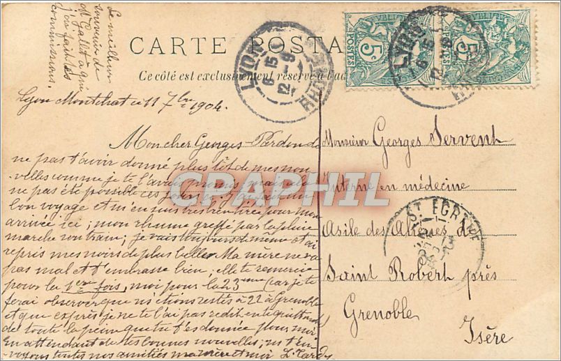 CPA GRENOBLE-Tour de l'Hotel de Ville — Rückseite