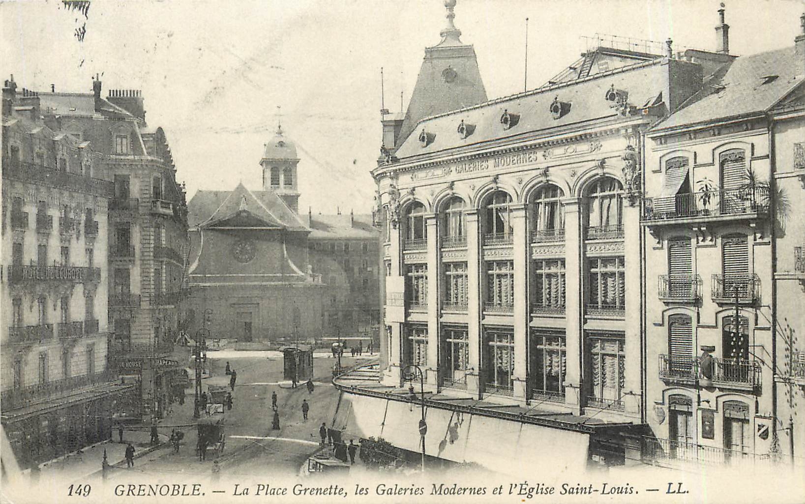 CPA GRENOBLE-les galeries Modernes et lEglise Saint-Louis-LL