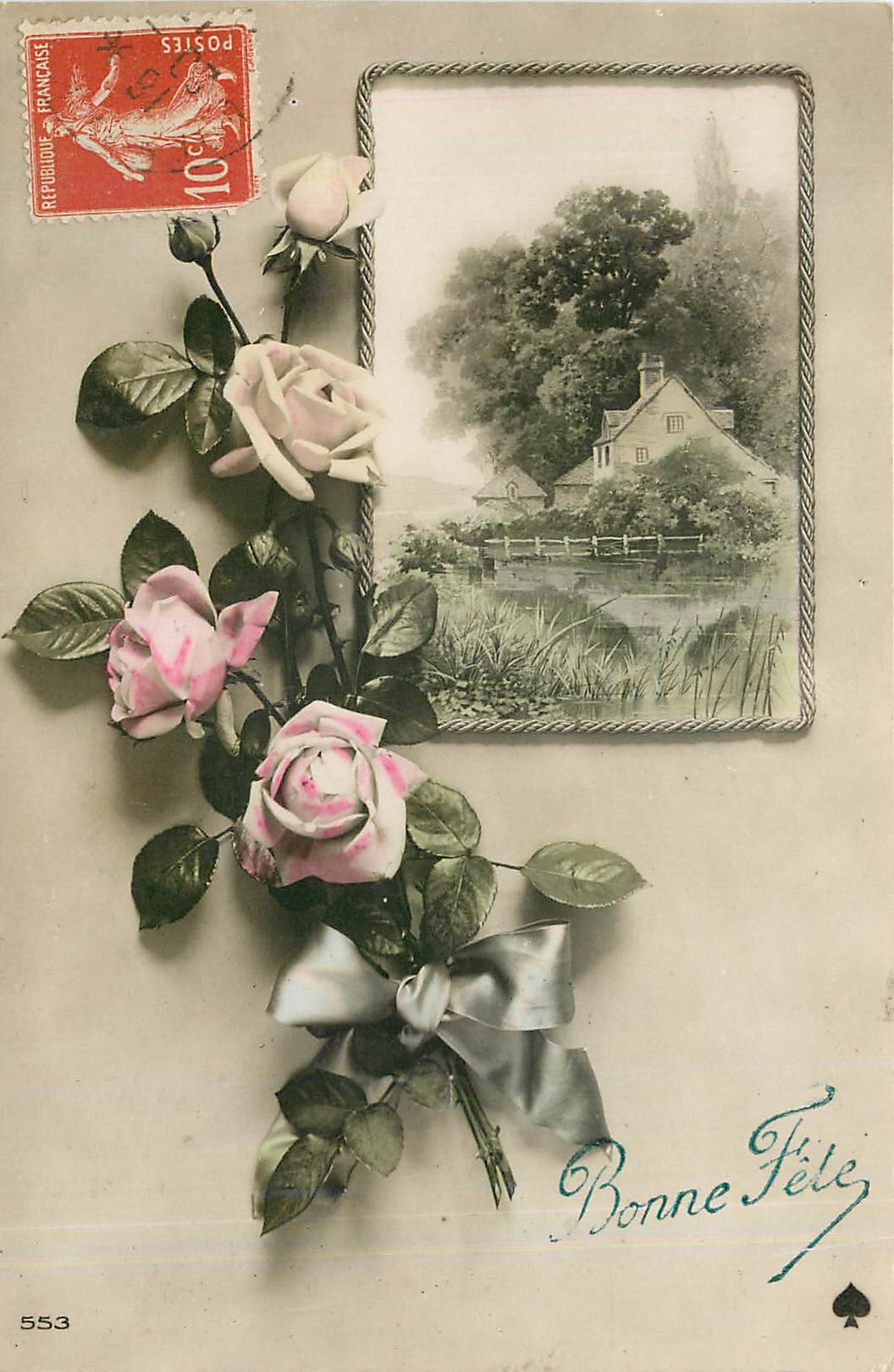 CPA VŒUX Fleurs