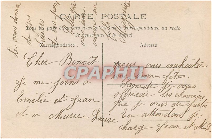 CPA VŒUX Fleurs — Back