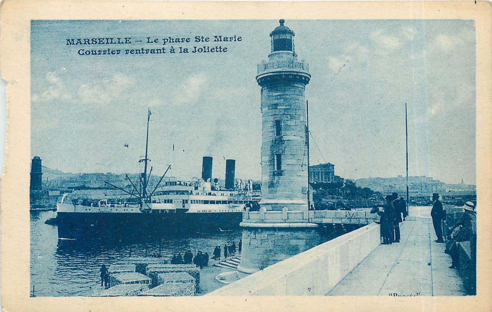 CPA MARSEILLE-Le phare Ste Marie.Courrier rentrant à la Joliette Bateau