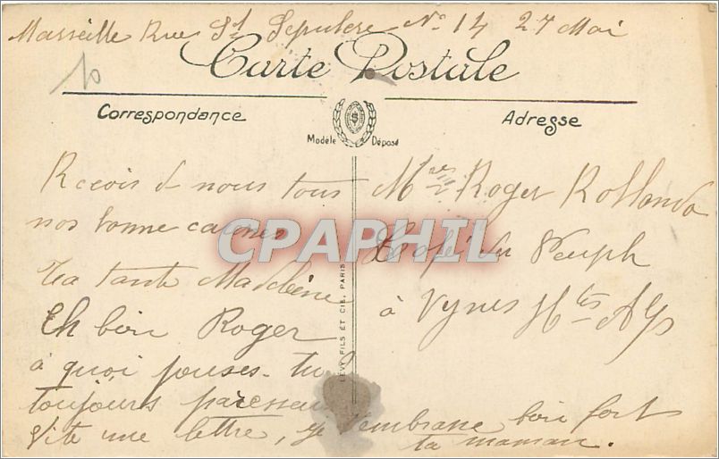 CPA MASEILLE-La Fontaine Estrangin-LL — Rückseite
