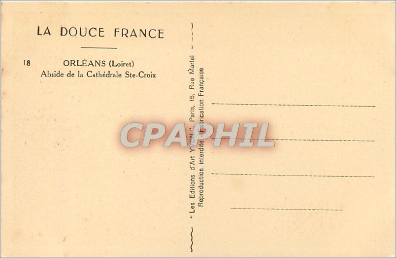 CPA LA DOUCE FRANCE-ORLEANS(Loiret)  Abside de la Cathedrale Ste-Croix — Verso