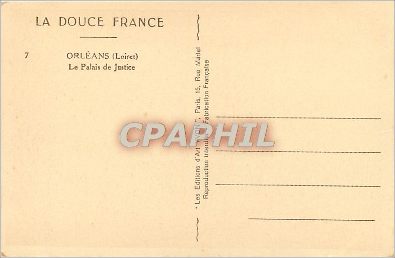 CPA LA DOUCE FRANCE-ORLEANS(Loiret) Hotel de Ville-Salle du Conseil — Rückseite