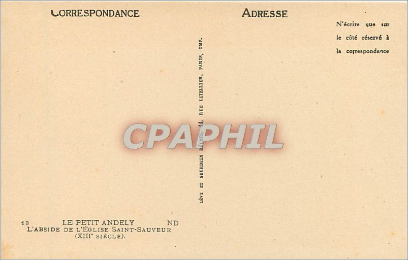 CPA LE PETIT ANDELY L'ABSIDE DE L'EGLISE SAINT-SAUVEUR(XIII eme SIECLE) — Rückseite