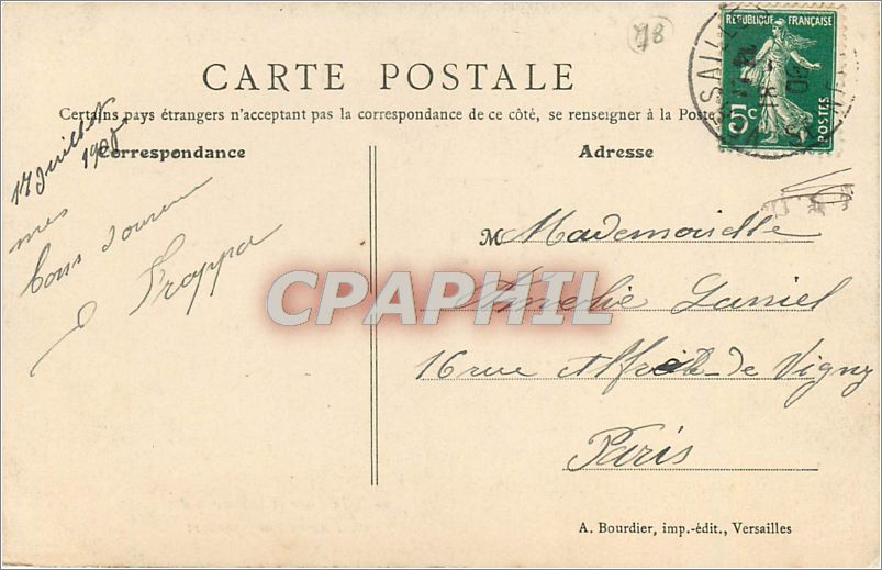 CPA Le parc et le Perron du Chateau de Rocquencourt — Rückseite