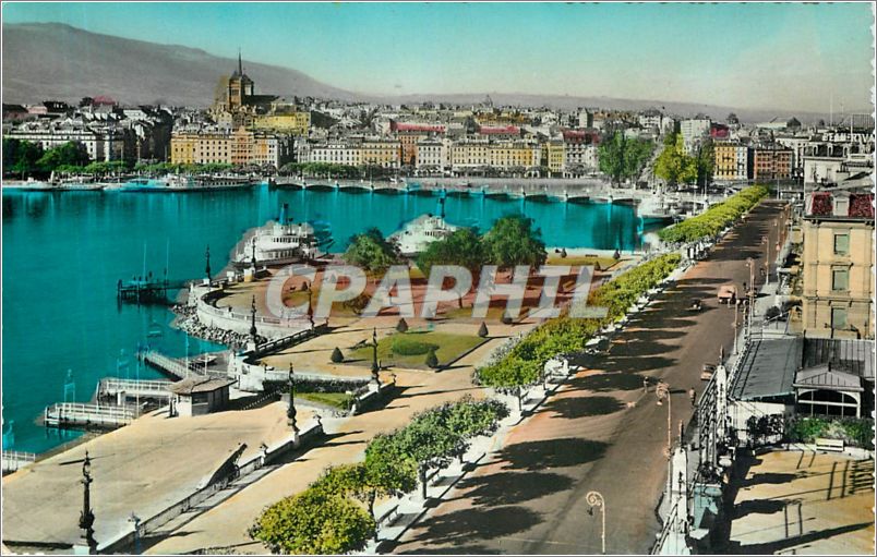 CPM GENEVE-Quai du Mont Blanc sur la Ville Bateau