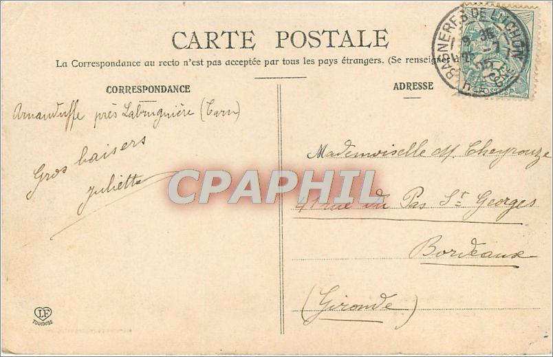 CPA LES PYRENEES (1ER SERIE) LUCHON BUVETTE DU PRE — Rückseite