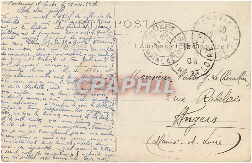 La Rochelle — Vue intérieure de l'Hôtel de Ville — Éditeur : BAH, N°12 — Verso