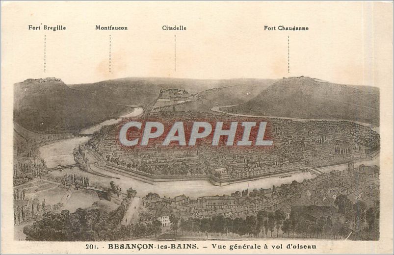 CPA BESANCON LES BAINS-vue générale à vol d'oiseau