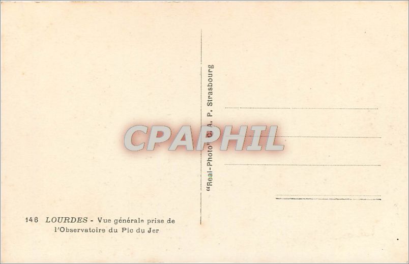 CPA LOURDES-Vue générale prise de l'Observatin du Pic du Jer — Verso