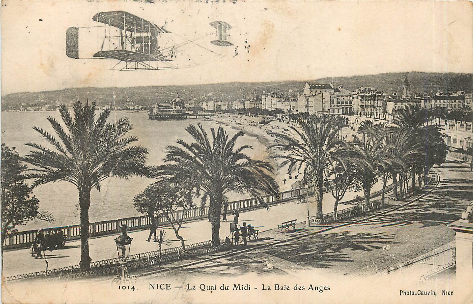 CPA Nice Le Quai du Midi La Baie des Anges Avion Aviation
