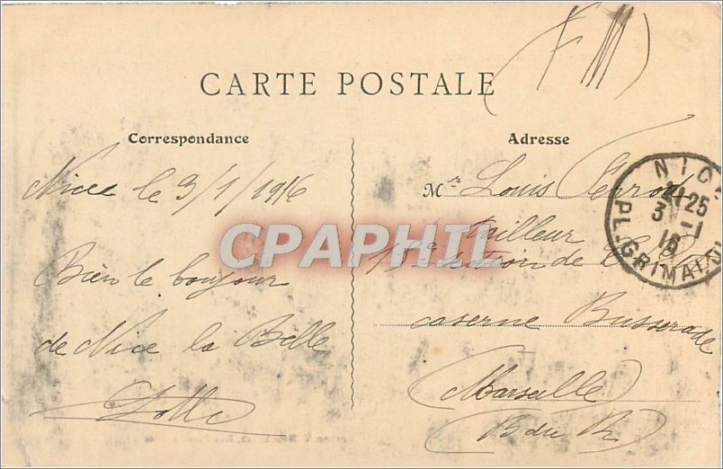 CPA Nice La Promenade des Anglais  — Rückseite
