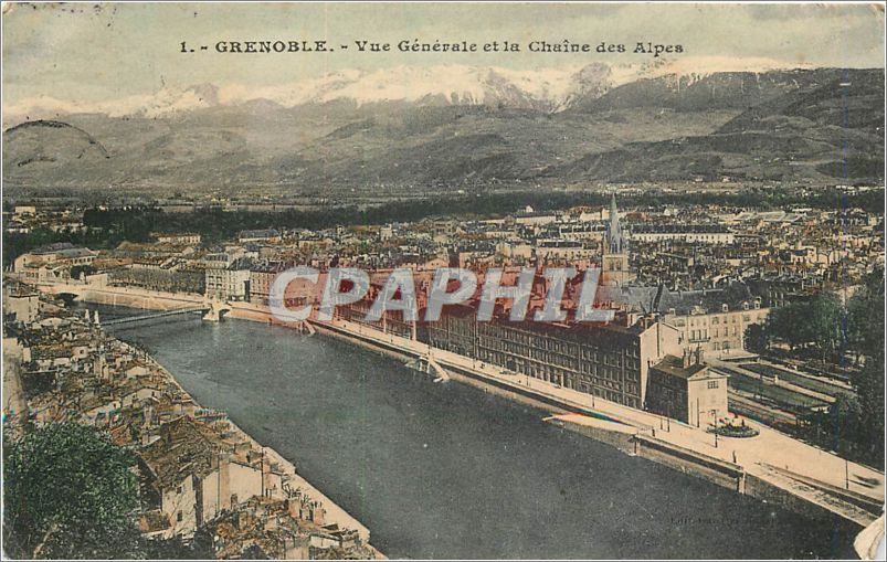 CPA Grenoble Vue Generale et la Chaine des Alpes 