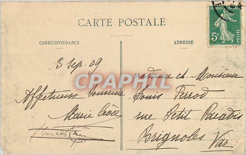 CPA Grenoble Vue Generale et la Chaine des Alpes  — Verso