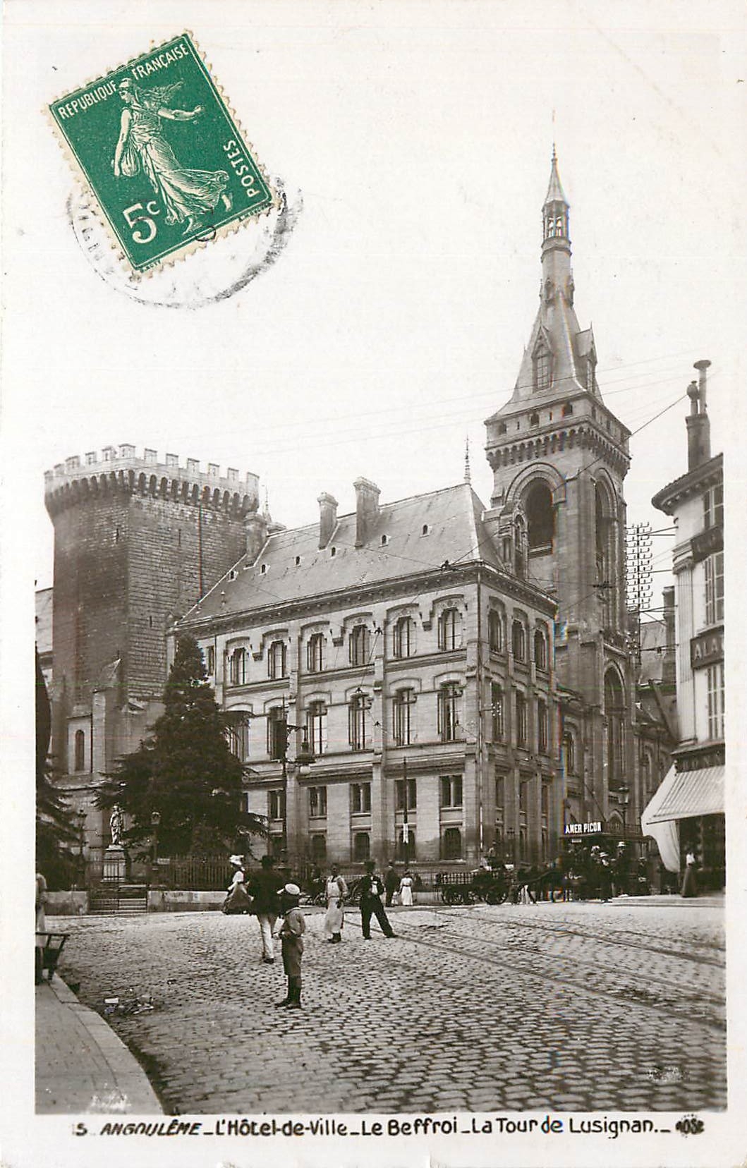Angoulême — Das Rathaus, Die Glockenturm, Die Turm von Lusignan — Markierung 'ROSE' Nr. 408