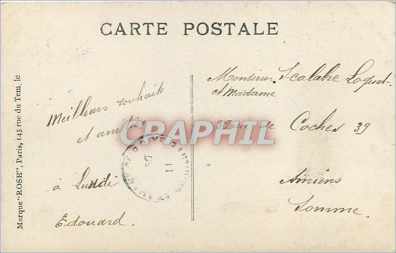 Angoulême — Das Rathaus, Die Glockenturm, Die Turm von Lusignan — Markierung 'ROSE' Nr. 408 — Rückseite