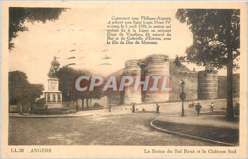 CPA Angers La Statue du Roi Rene et le Chateau Sud 