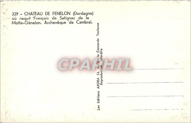 Château de Fenelon — Dordogne — Éditions ARGRA — Rückseite