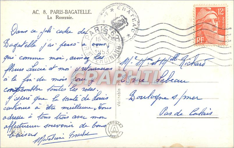 CPA Paris Bagtelle La Roseraie  — Rückseite