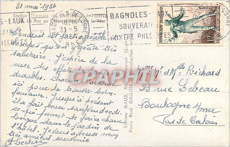 CPA Station Thermale de Bagnoles de l'Orne  — Rückseite