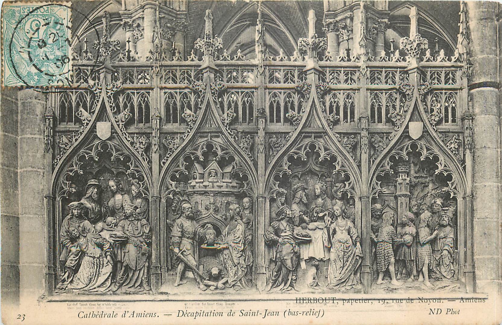 CPA Cathedrale d'Amiens Decapitation de Saint Jean bas relief 