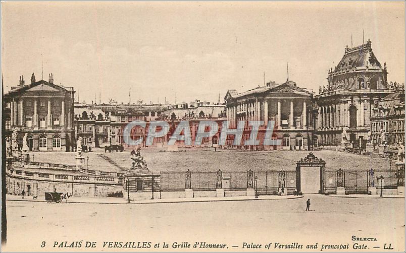 CPA Palais de Versailles et la Grille d'Honneur 