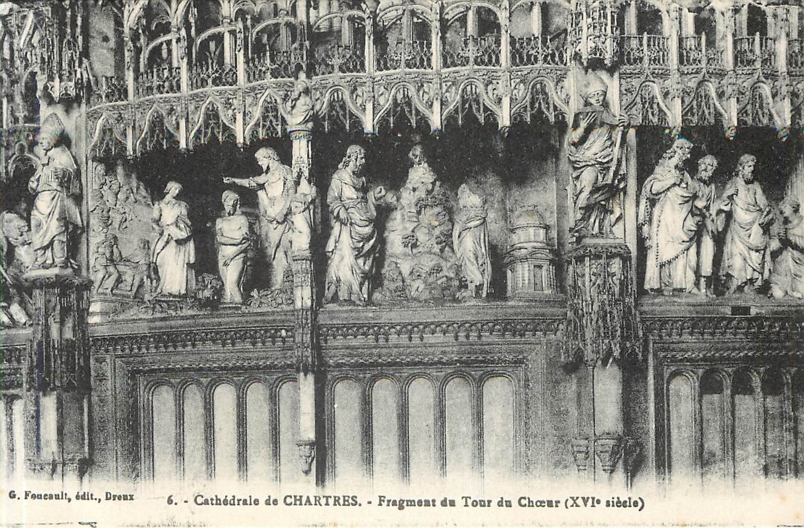 Cathédrale de CHARTRES — Fragment du Tour du Chœur (XVIe siècle) — G. Fonceault, édit., Dreux