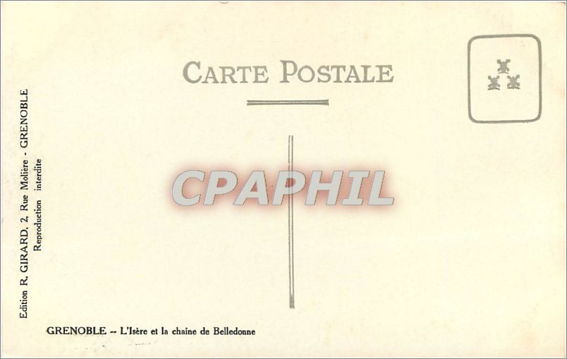 CPA Grenoble L'Isere et la chaine de Belledonne  — Back