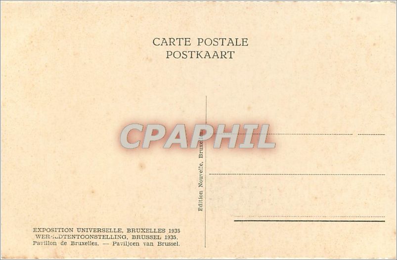 Pavillon de Bruxelles — Exposition Universelle 1935 — Édition Nouvelle, Bruxelles — Rückseite
