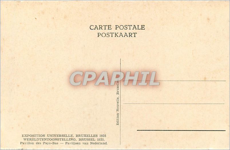 Pavillon des Pays-Bas — Exposition Universelle de Bruxelles 1935 — Édition Nouvelle — Verso