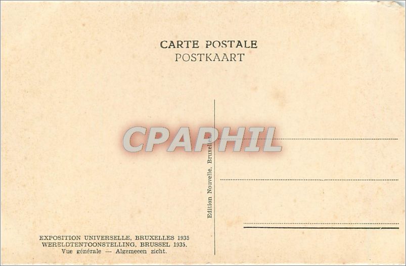 Exposition Universelle de Bruxelles 1935 — Vue générale — Édition Nouvelle — Rückseite