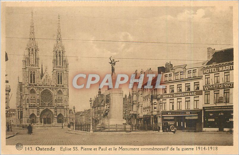 CPA Ostende Eglise SS Pierre et Paul et le Monument commemoratif de la guerre 1914 1918 