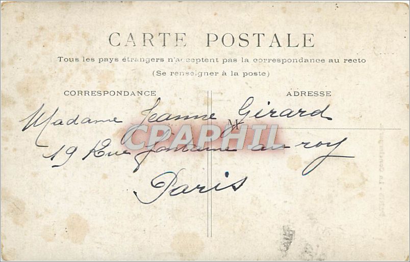 CPA Paris La Conciergerie  — Rückseite
