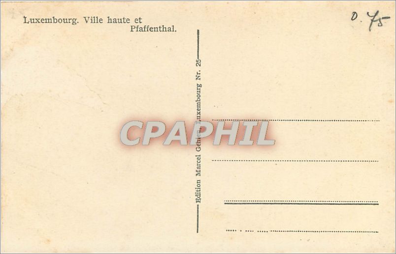 CPA Luxembourg Ville haute et Pfaffenthal  — Rückseite