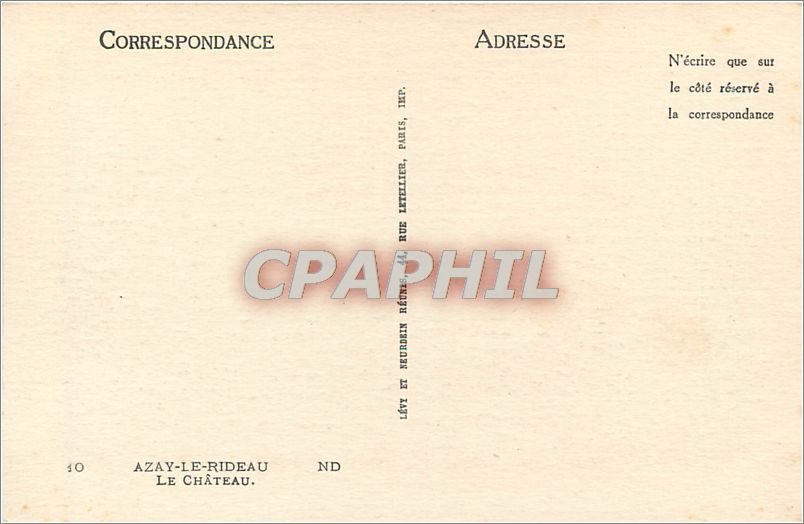 CPA Azay Le Rideau Le Chateau  — Rückseite