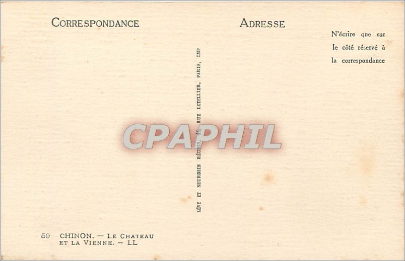 CPA Chinon Le Chateau et la Vienne  — Rückseite