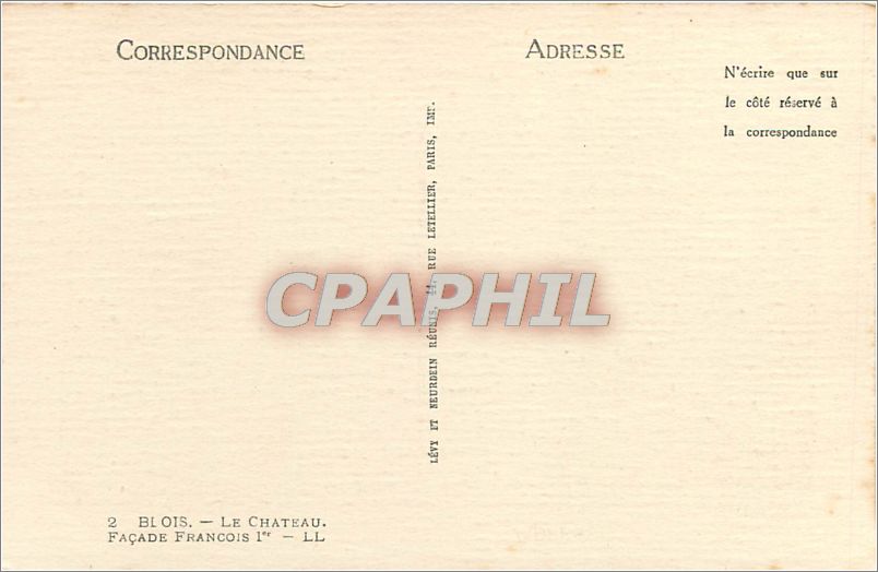 CPA Blois Le Chateau Facade Francois  — Verso