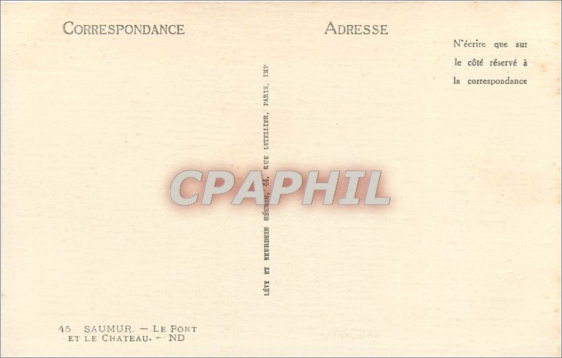 CPA Saumur Le Pont et le Chateau  — Rückseite