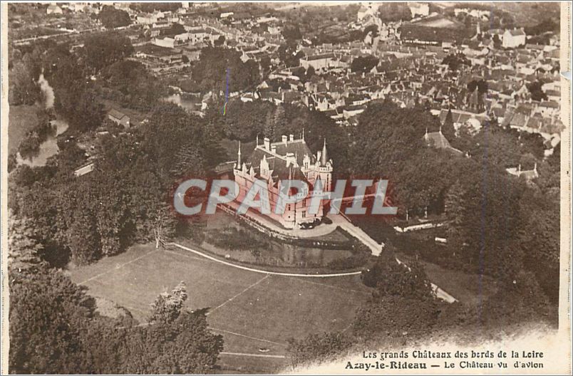 CPA Les grands Chateaux des bords de la Loire Azay le Rideau Le Chateau vu d'avion 