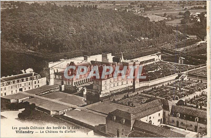 CPA Les grands Chateaux des bords de la Loire Villandry Le Chateau vu d'avion 