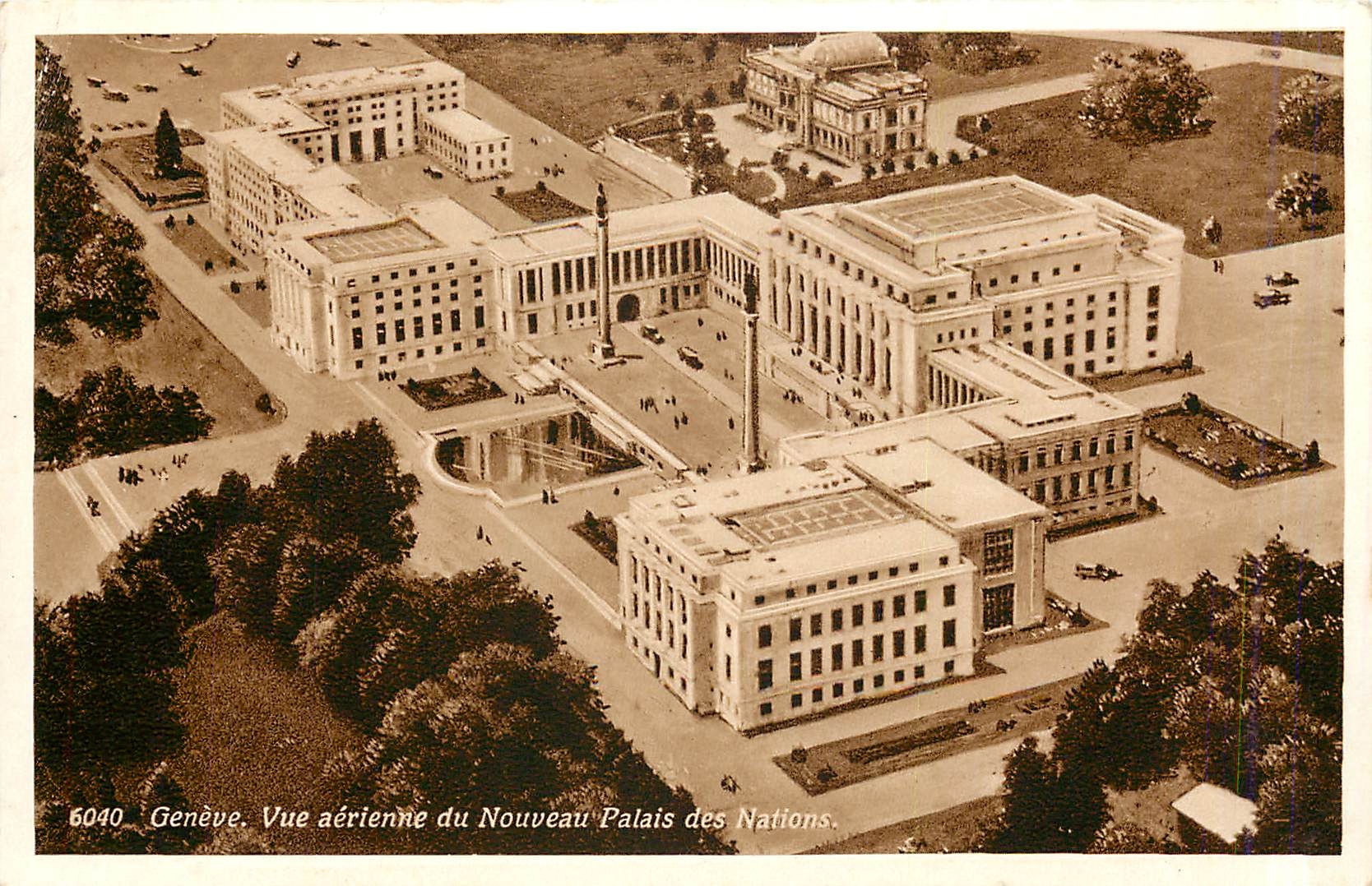 CPA Geneve Vue aerienne du Nouveau Palais des Nations 