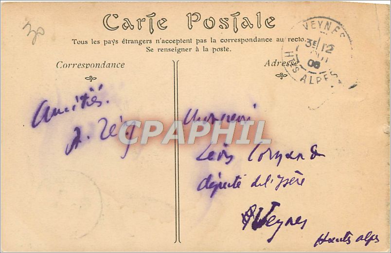 CPA Monaco Vue prise entre les Olive  — Rückseite