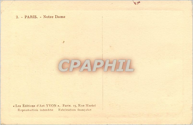 CPA Paris Notre Dame  — Rückseite