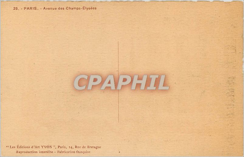 CPA Paris Avenue des Champs Elysees  — Rückseite