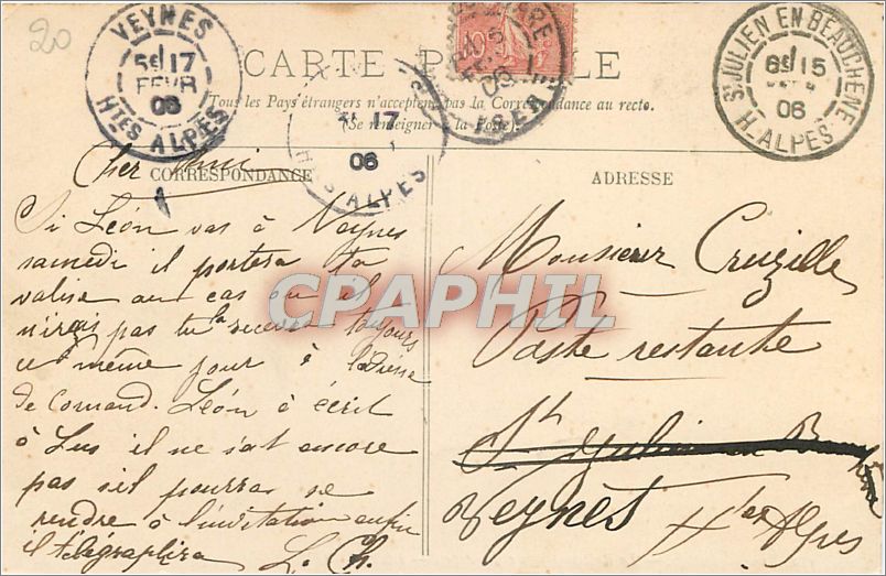 CPA Grenoble Le Pont suspendu et les Alpes  — Rückseite