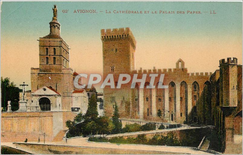 CPA Avignon La Cathedrale et le Palais des Papes 