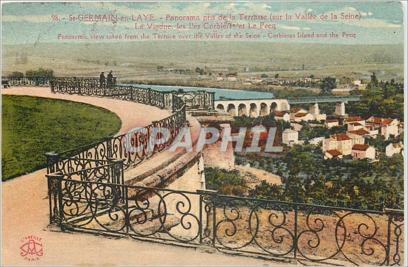CPA St Germain en Laye Panorama pris de la Terrasse sur la Vallee de la Seine Le Viaduc les des Corb