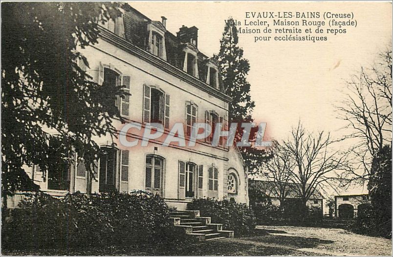 EVAUX-LES-BAINS (Creuse) — Villa Lecler, Maison Rouge (façade) — Maison de retraite et de repos pour ecclésiastiques